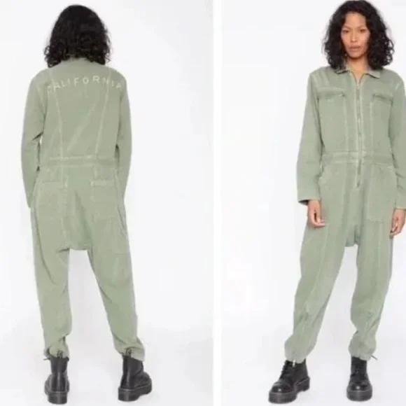Sandrine Rose xFree People Army Zippers & Pockets Coverall Jumpsuit SzXS or SzS - Picture 9 of 16